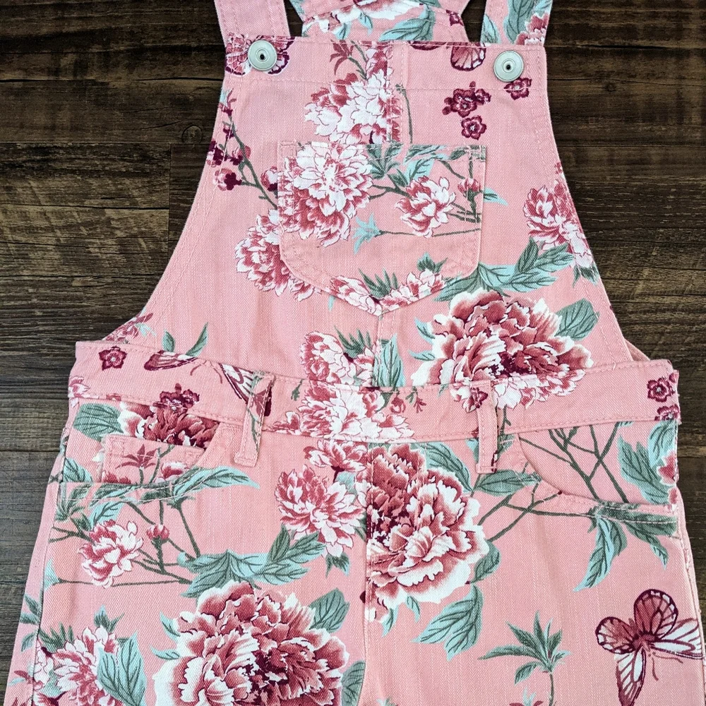 Children's Place Pink Floral Shortalls Overalls